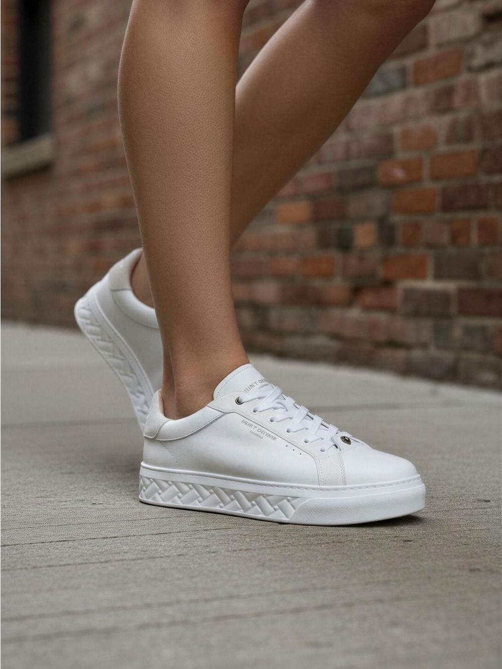 Kurt Geiger London White Leather Platform Lace-Up Sneakers
